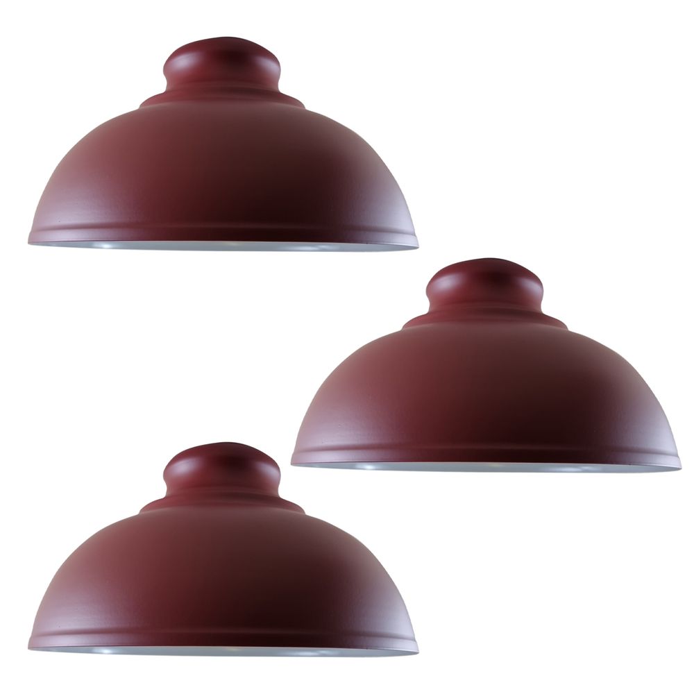 Pack Modern Industrial Easy Fit Burgundy Curvy Lamp Shaped Metal Light Shade for Wall Lamp and Table Lamp