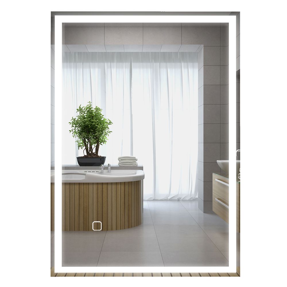 kleankin Illuminated Bathroom Mirror with LED Lights, Colours, Defogging Film