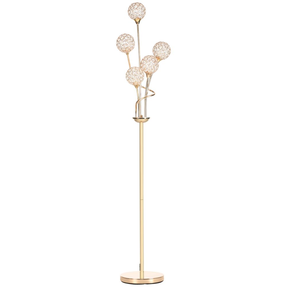 K Crystal Floor Lamp for Living Room, Light Upright Standing Lamp, Gold
