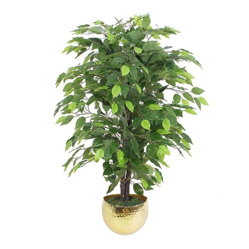 Artificial Ficus Tree Plant - Gold Metal Planter
