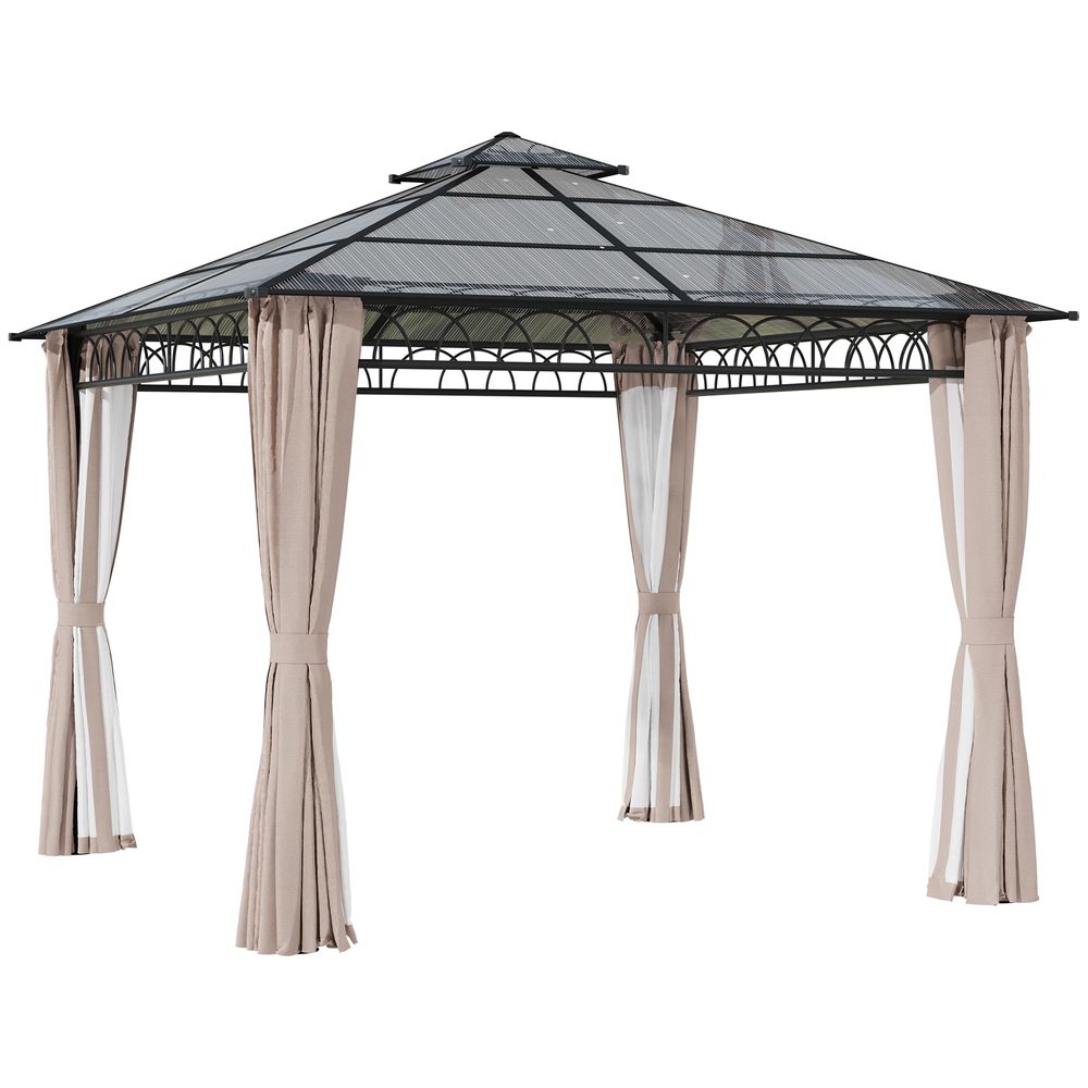 Premium xm Polycarbonate Gazebo with Nettings & Curtains - Ideal for Parties & Outdoor Events