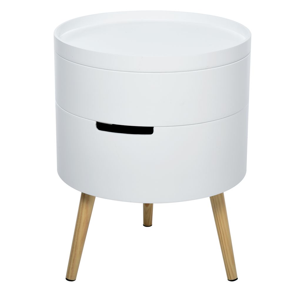 -Part Side Coffee Table End Desk Night Stand Storage White