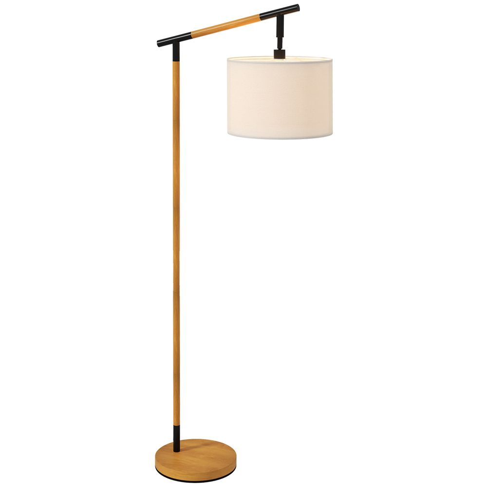 HOMCOM Floor Lamp: ° Rotating Lampshade, LED Bulb, Brown