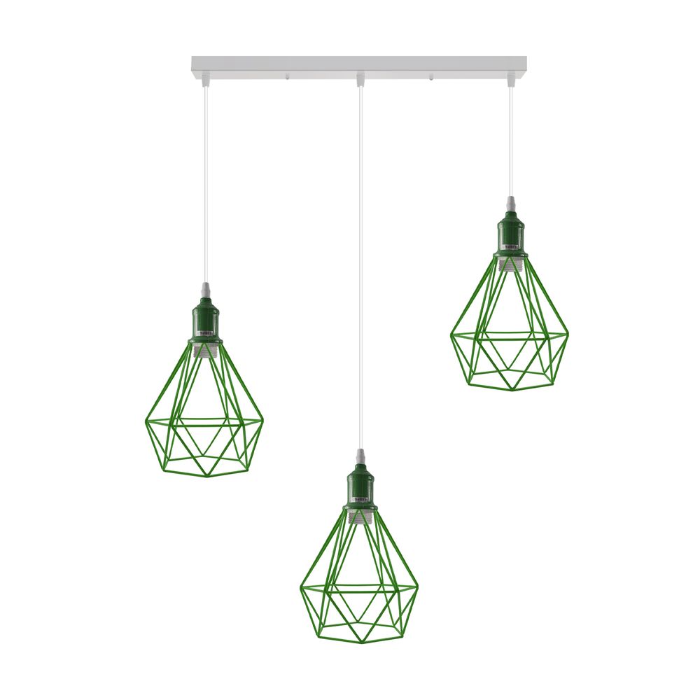 Pendant Industrial Ceiling Light Fitting, Metal Open Style Vintage Lamp Shade - with bulb Green