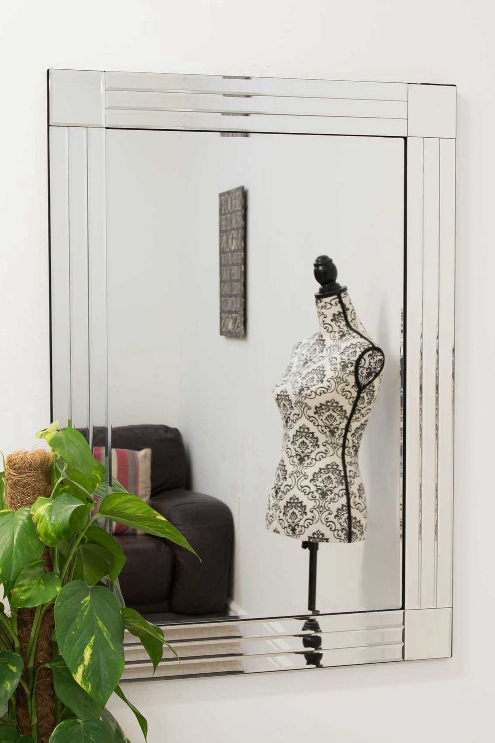 Milton All Glass Bevelled Square Corner Mirror - x CM