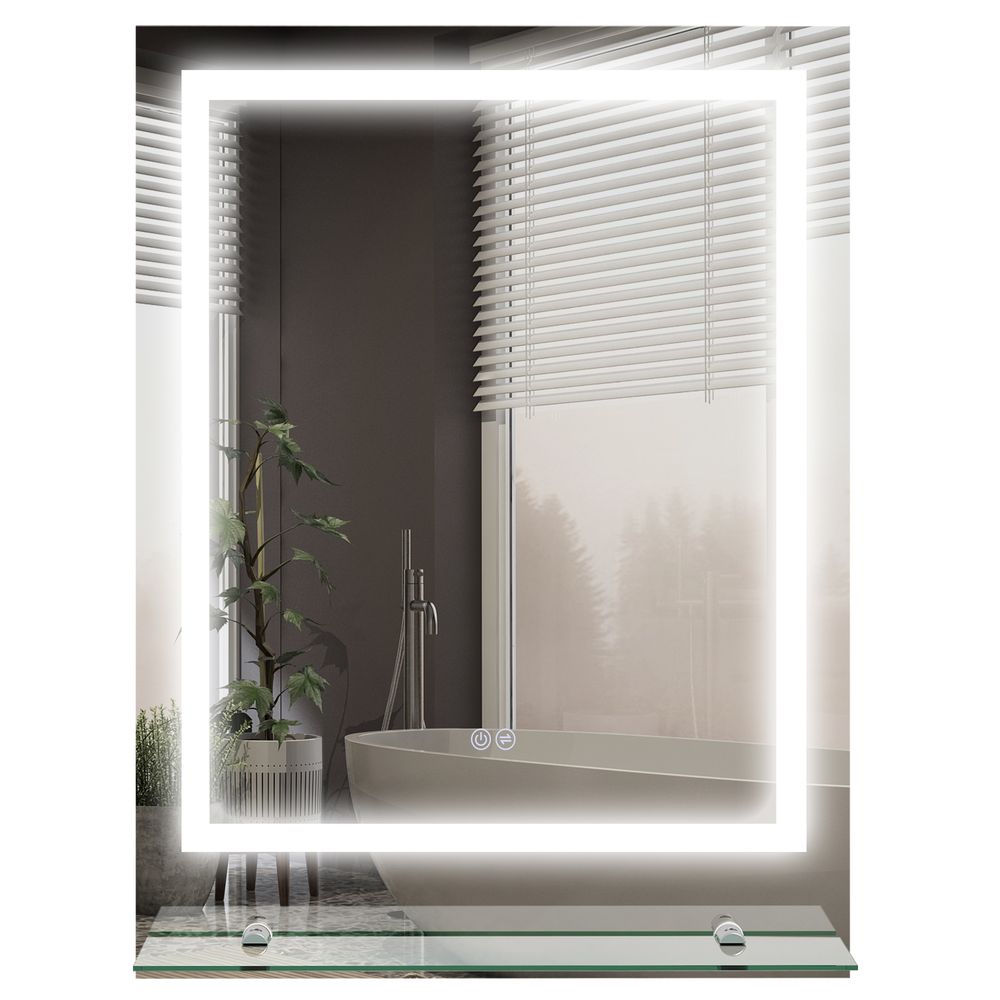 kleankin Dimmable Bathroom Mirror with LED Lights, Colours, Defogging Film