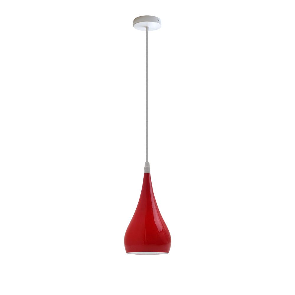 Metal E Teardrop Pendant Light Modern Industrial Hanging Light Fixture - without bulb Red