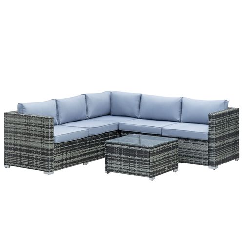 Outsunny Pieces Rattan Furniture Sofa Set Chair w Corner Sofa Loveseat Grey