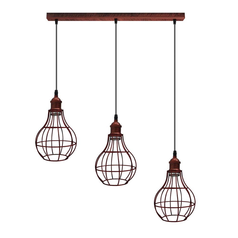 Vintage Rustic Red Head Reactangle Base Pendant Light Cord Light E Base Metal Brushed Fitting Vase Cage Lamp Shade