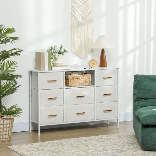 HOMCOM Boucle Chest of Drawers, B & AC Ports, Drawers Dresser