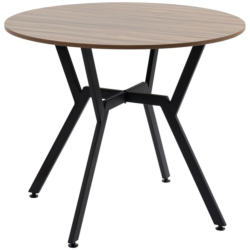 Vintage Industrial Round Dining Table - Wood Top, Steel Legs - Seats