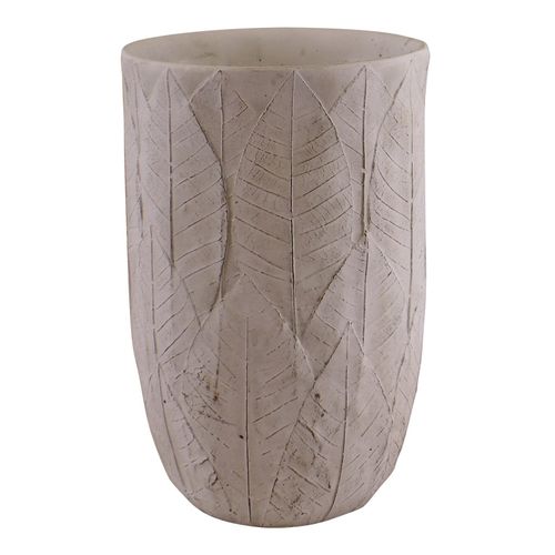 Cement Embossed Leaf Vase, .