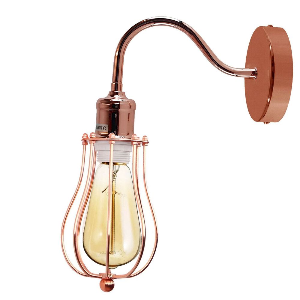 Modern Industrial Wall Mounted Light Indoor Rustic Sconce Lamp ~ - Rose Gold With Bulb