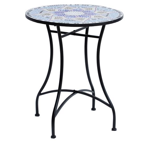 Outsunny Garden Table, Mosaic Round Patio Side Table with Ceramic Top
