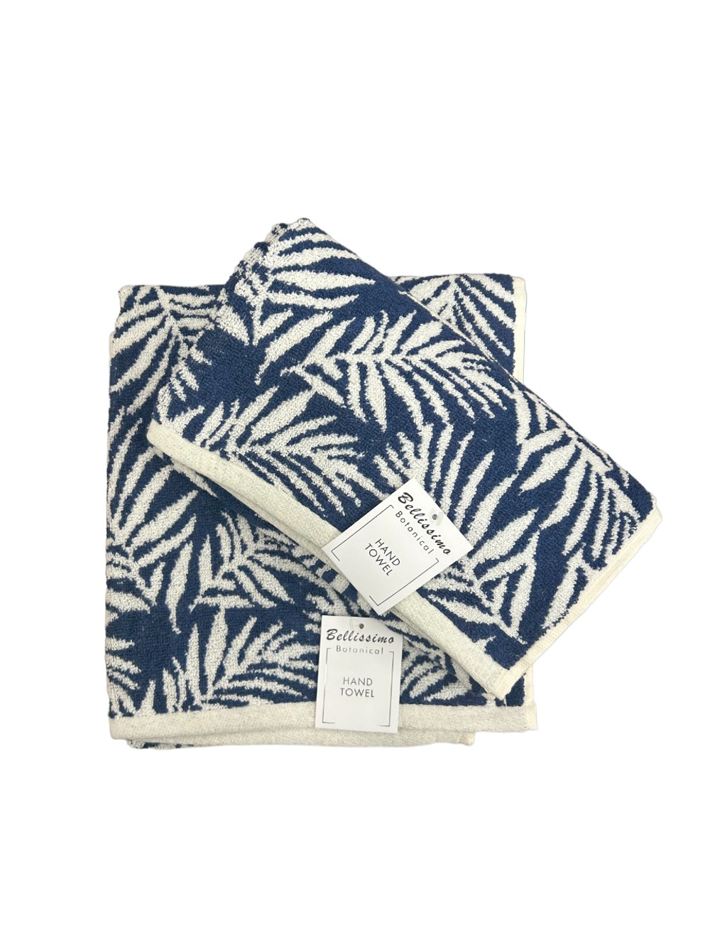 Botanical Leaf Turkish Cotton jacquard towel - Bath Sheet navy