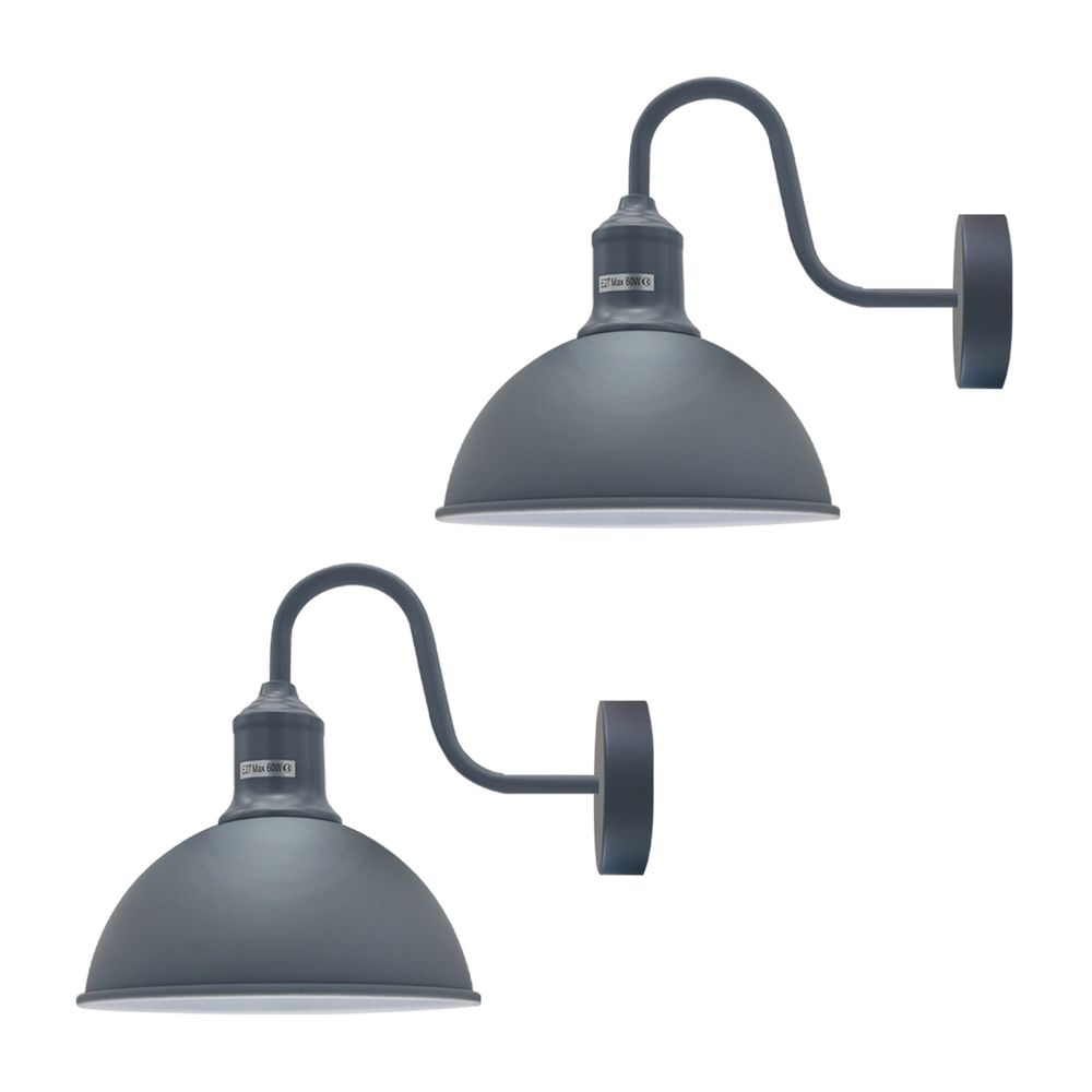 Modern Industrial Swan Neck Metal Arm E Sconce Wall Light Set Fixture for Living Room Dining Room Kitchen. - without bulb Gray