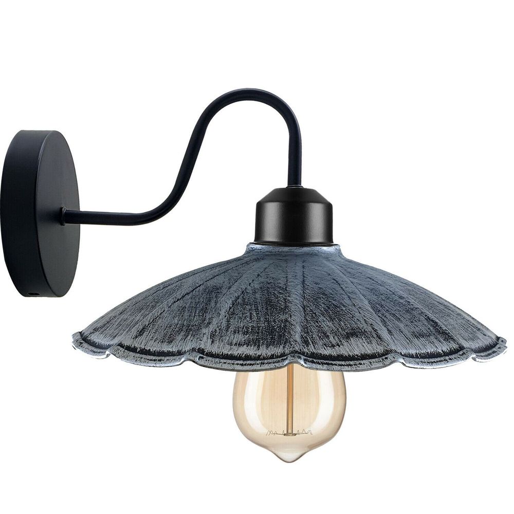 Rustic Wall Light For Living Room ~ - Brushed Silver With Bulb