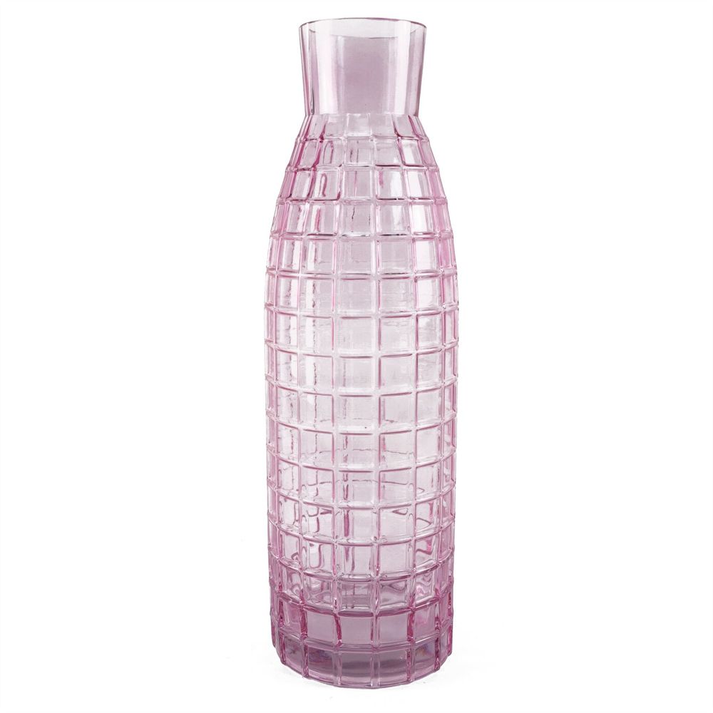 Beautiful Pink Square Glass Vase: High-Quality, Statement Piece for RealArtificial Flowers