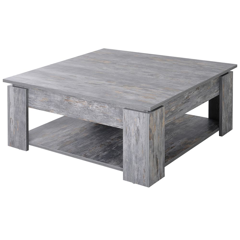 Stylish and Sturdy Wood Grain Coffee Table - Scratch Resistant, Tier Design - Holds up to kg - Perfect for Any Room!
