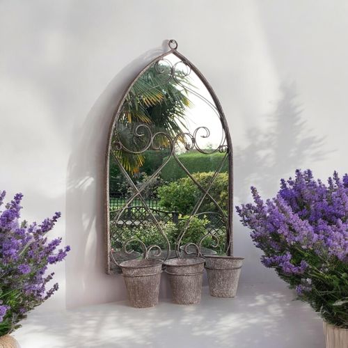 CM RTY WALL MIRROR WITH TRIPLE PLANTER