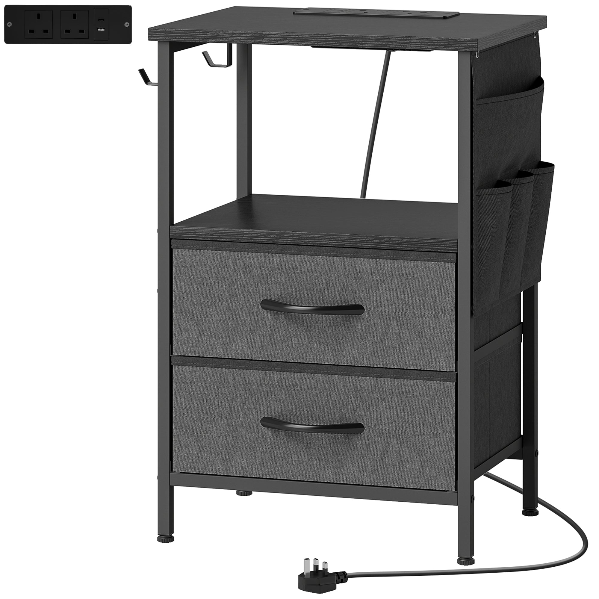 Bedside Table with Charging Station