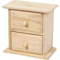Small wood chest of drawers with drawers.
