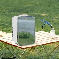 White L Mini Fridge with LED Mirror Door