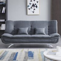 Wide Grey Seater Sofa Linen Convertible Sofa Bed with Pillows