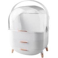 WhiteGreen Elegant Makeup Storage Organizer Box with Drawers and Handle