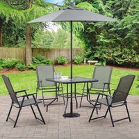 CM Wide Square Glass-Top Outdoor Dining Table with Parasol Hole
