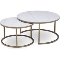 Calacatta Style Brass Based Coffee Table