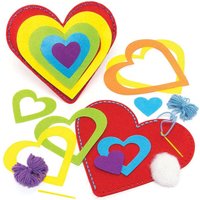 Rainbow Heart Cushion Sewing Kits Pack of Sewing & Weaving Craft Kits