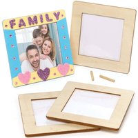 Square Wooden Photo Frames Pack of Frame Size x , Decorate & Personalise, Standing Rod Included