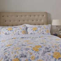 Helena Springfield Fable Mandarin Floral Kingsize Duvet Cover SET, Yellow & China Blue
