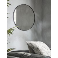 Black Slim Frame Round Mirror