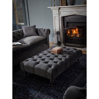Buttoned Coffee Table Ottoman - Natural Luxury Linen
