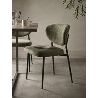 Green Boucle Upholstered Dining Chair - Set of