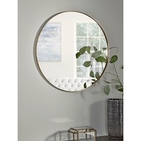 Antique Brass Slim Frame Round Mirror