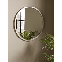 Burnished Silver Bevelled Round Mirror