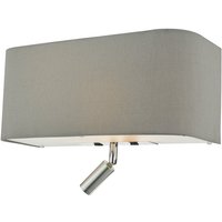 Dar Lighting RONL Ronda Light Wall Light With Grey Silk Shade With LED Reading Light