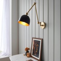 Endon Lighting Lehal Swing Arm Wall Light In Black And Solid Brass Finish