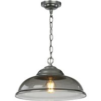David Hunt Lighting WEBC WEBSTER Ceiling Pendant Light In Satin Chrome With Smoked Glass Shade