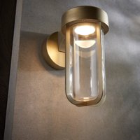 Contemporary LED Wall Light In Brushed Gold And Clear Glass IP