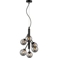 Luna Light Ceiling Pendant Light In Black Finish With Smoked Glass F-