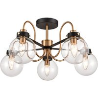 Franklite FL- Equinox Light Semi Flush Ceiling Light In Matt Black And Antique Gold Finish