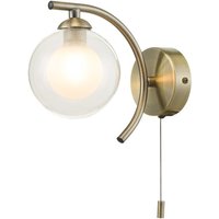 Dar Wisebuys Nakita Wall Light In Antique Brass With Double Glass Shade