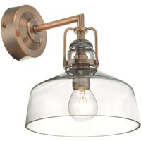 Dar Wisebuys Miles Wall Light In Antique Copper And Smoked Glass Shade