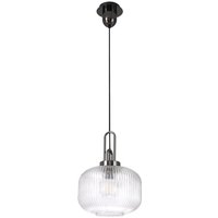 Glenn Light Pumpkin Ceiling Pendant in Black Chrome With Clear Glass