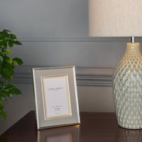 Laura Ashley Harrison Photo Frame In Polished Silver Finish With Grey Linen Detail x