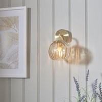 Dimple Single Wall Light In Brushed Gold Finish and Champagne Glass